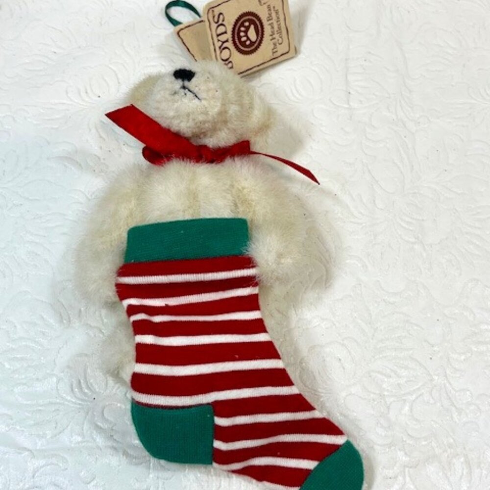 VTG Boyds Bear "Polarsox" w/Stocking Christmas Ornament Heirloom Series 6.5"